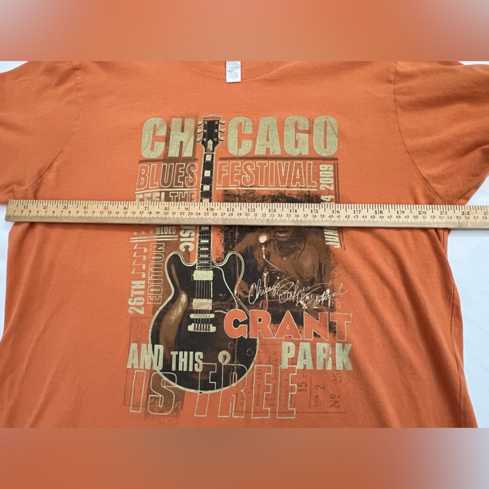 2009 Chicago Blues Festival T-Shirt LARGE Orange Bands Listed 2 Sided 26 Edition - Picture 6 of 16